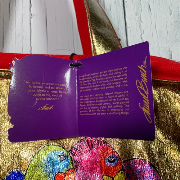 Laurel Burch Metallic Canvas Tote Bag NWT - Picture 7 of 16